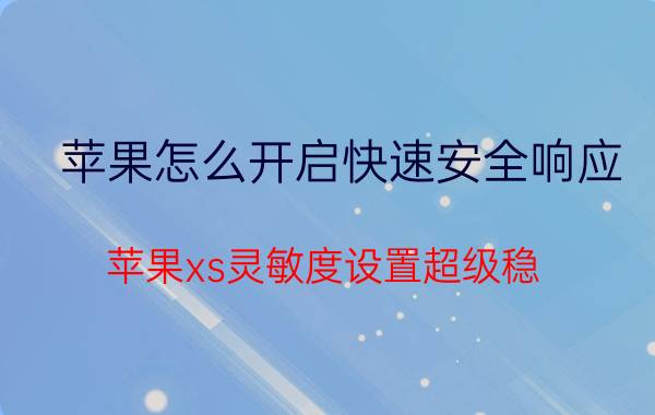 苹果怎么开启快速安全响应 苹果xs灵敏度设置超级稳？